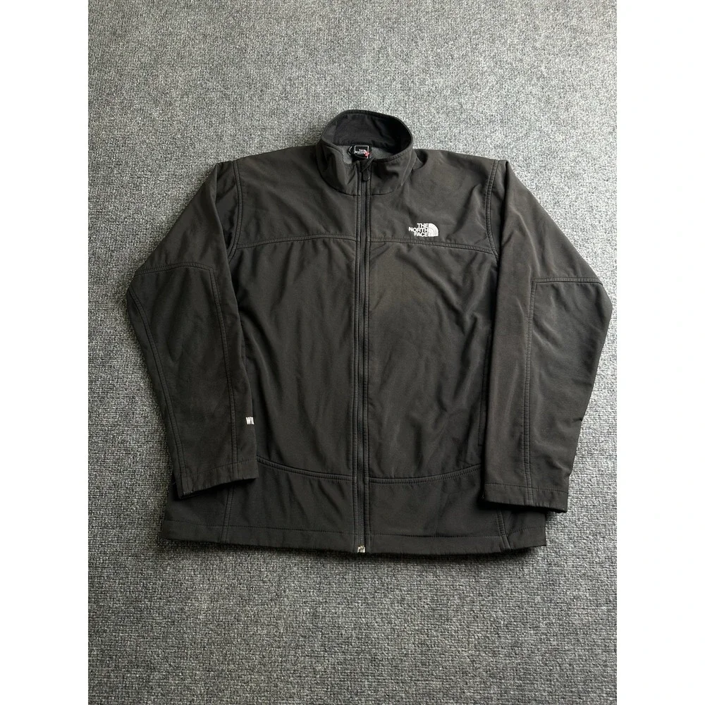Mens The North Face WindWall Black Softshell Full Zip Jacket, Size XL